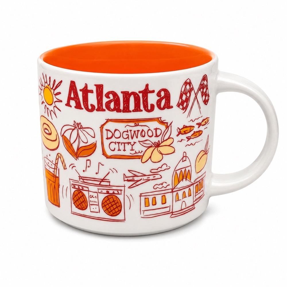 Starbucks Been There Series Atlanta Coffee Mug 14oz Orange White Tea Cup 2018